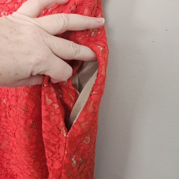 Shoshanna Floral Lace Dress Red Size 6 - Picture 8 of 9